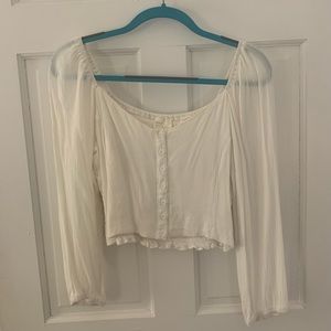 American Eagle Smocked Button Blouse